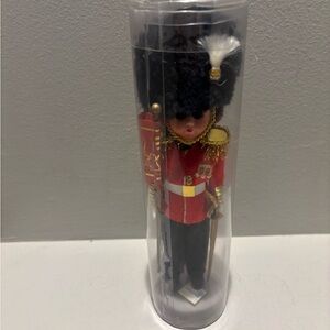 Vintage English Royal Guard Sleep eye souvenir Doll British Uniform sword hat 9”